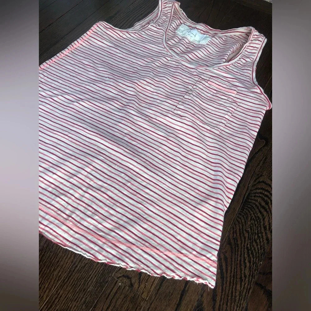 Anthropologie Women’s S Hot Pink/Pink/Beige Striped Sleeveless Cotton Tank-VGUC! - Picture 3 of 11